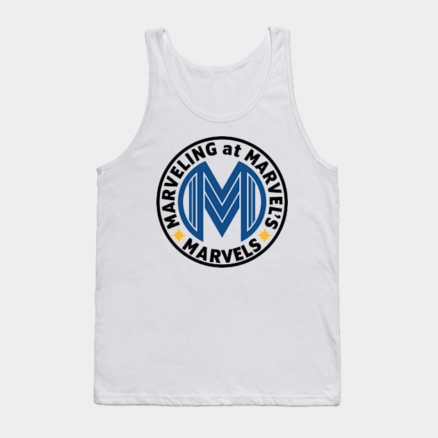 Marveling Logo in Blue & Black Tank Top by Marveling At Marvel's Marvels